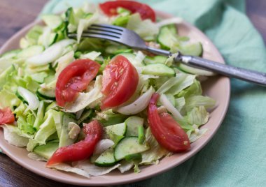 domates, lahana, salatalık salatası