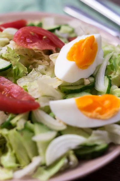 Salat mit Tomaten, Ei, Gurken — Stockfoto