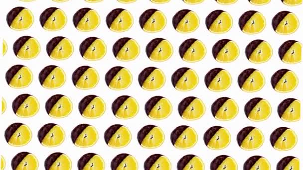 Animierte Horizontale Orangenscheiben Schokoladenmuster Auf Weißem Hintergrund Nahtloses Muster Hochwertige — Stockvideo