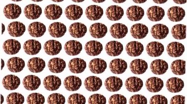 Beyaz arka planda hareketli, yatay Noel çikolatalı kurabiye deseni. Kusursuz desen. Yüksek kalite Noel tatlısı görüntüleri.