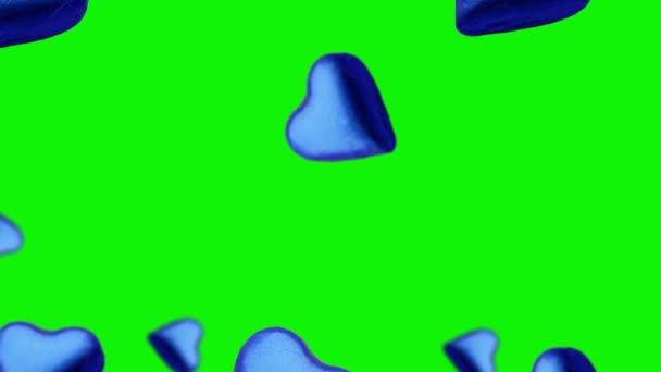 Flying Een Hartvorm Verpakt Chocolade Snoep Vliegen Wiebelen Van Verschillende — Stockvideo