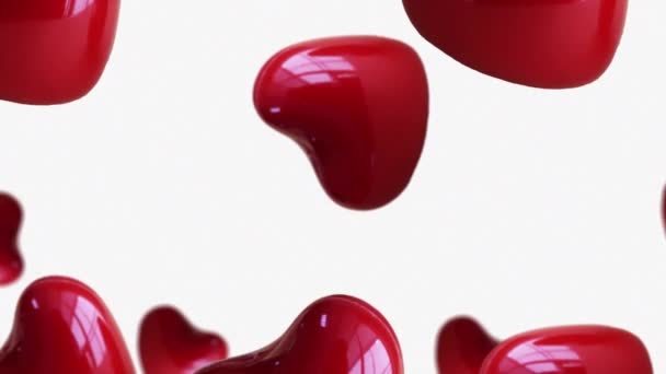 Coração Vermelho Animado Voando Balançar Fundo Isolado Dia Dos Namorados — Vídeo de Stock