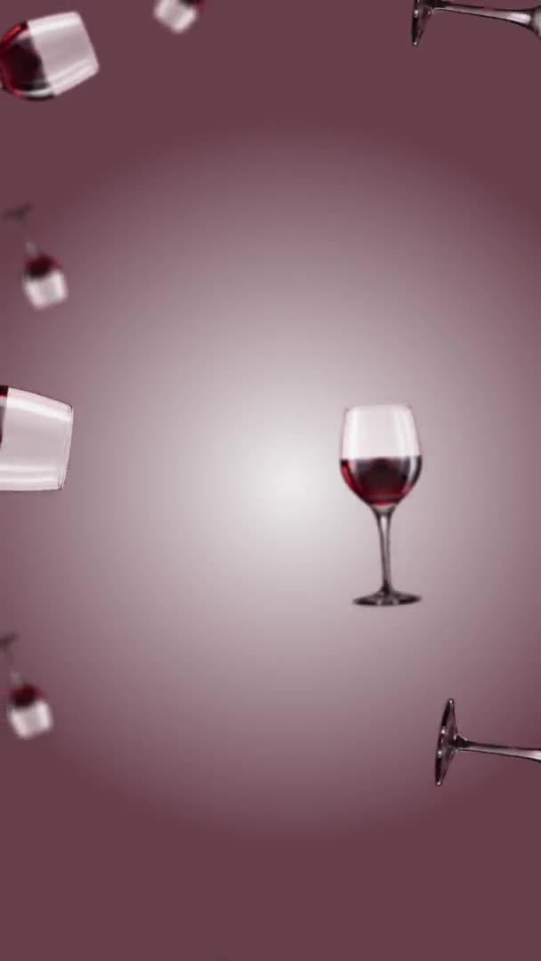 Minimal Motion Design Food Animation Crystal Clear Wine Glass Traditional — Stock Video