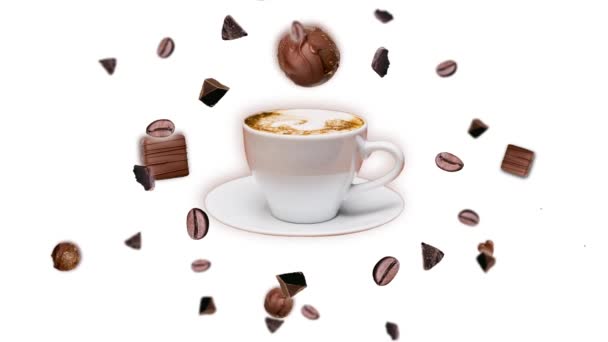 Spostare Direzioni Diverse Molti Diametri Gocce Cioccolato Chicchi Caffè Arrosto — Video Stock