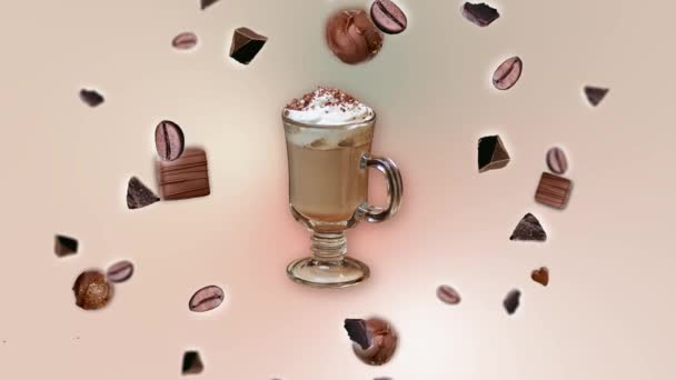 Animazione Grafica Minimale Motion Design Food Cioccolato Briciole Chicchi Caffè — Video Stock