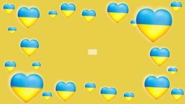 Ukrayna 'ya destek ve sevgi. Ben Ukraynalıyım. Savaş yok. Kalp çarpıyor. Bayrak mavi ve sarı. Animasyon 4k video. Birlikte kazanalım.