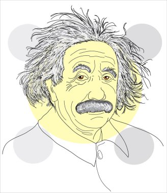 'Albert Einstein' 1879-1955 karikatür vektör çizimi