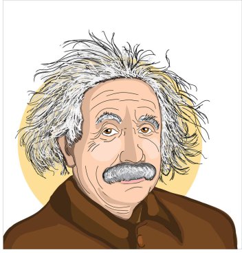 'Albert Einstein' 1879-1955 karikatür vektör çizimi