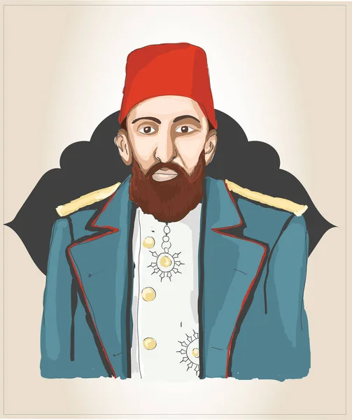 Ilustración Del Sultán Otomano Aislado Fondo Blanco Sultán Abdulhamid Han — Vector de stock