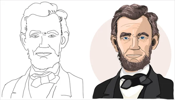 Abraham Abe Lincoln Retrato Vectorial Dibujado Mano Abraham Lincoln — Vector de stock