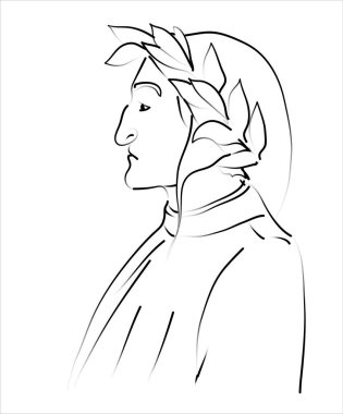 Italian poet Dante Alighieri portrait vector cartoon