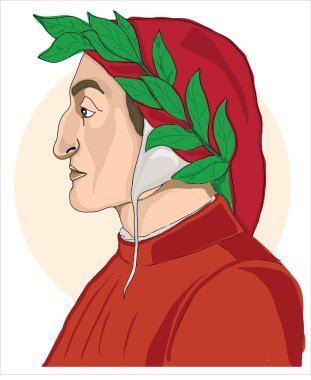 Italian poet Dante Alighieri portrait vector cartoon