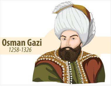 'Osman Gazi' 1258-1326 karikatür vektör çizimi