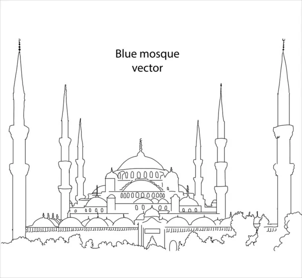 Sultanahmet Camii Hand Drawing Mosque Vector Sketch Drawing — 스톡 벡터