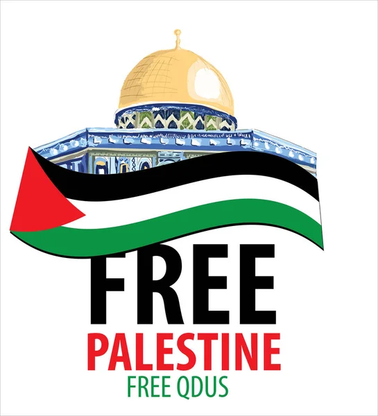 Free Palestine Free Quds Vector Illustration — 스톡 벡터