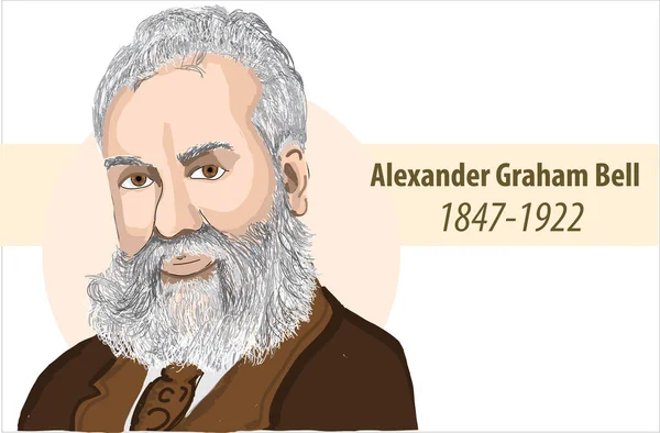 アレクサンダー グラハムベルの漫画のベクトルのイラストの肖像 — ストックベクタ