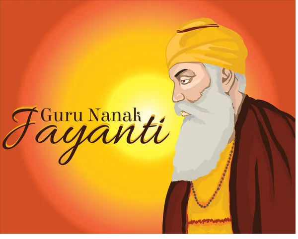 Guru Nanak Jayanti Illustration Happy Gurpurab Festival Sikh Firande Bakgrund — Stock vektor