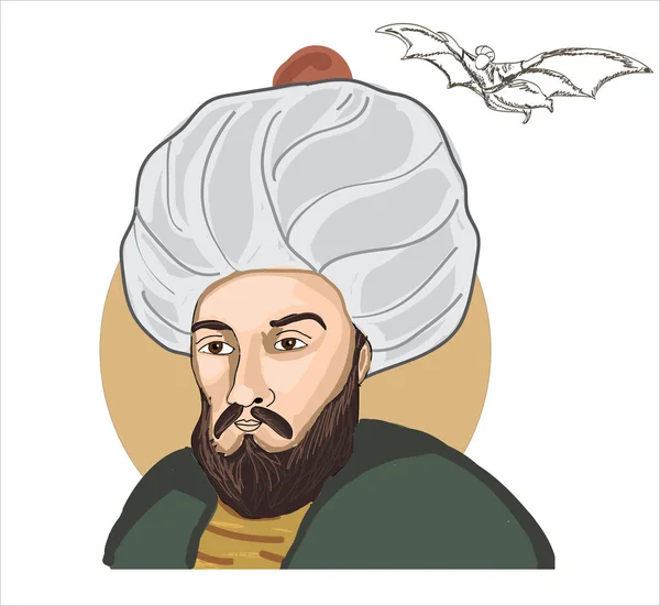 Hazerfen Ahmed Celebi Turkish Historical Hero Ottoman Empire Scientist — Wektor stockowy