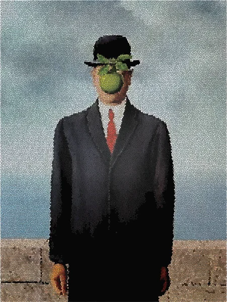 Rene Magritte Son Man Vector Illustration Hand Drawn — Stockvector