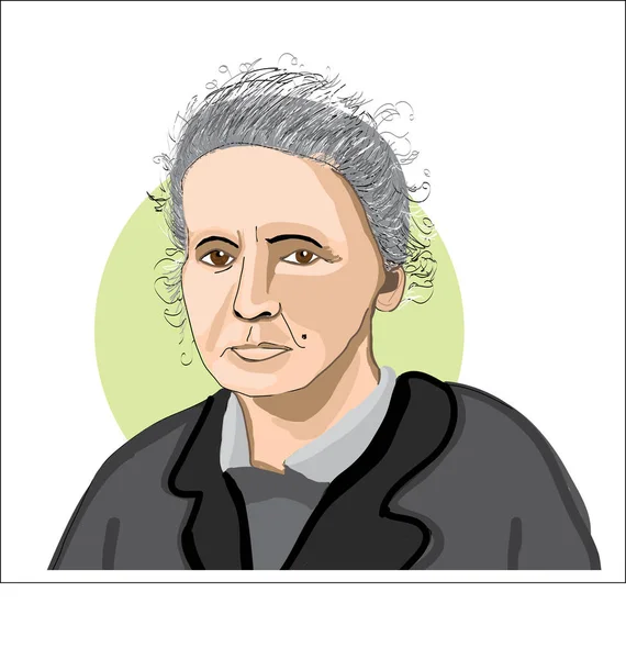 Poland Warsaw Usa November 1932 Marie Curie Vector Sketch Portrait — 스톡 벡터