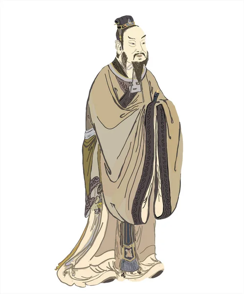 Mencius Mengzi Chinese Confucian Philosopher Vector — Vettoriale Stock