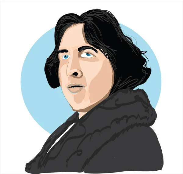 Oscar Wilde Vector Illustration Hand Drawn — Vector de stock