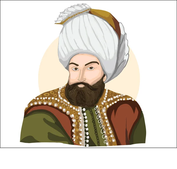 Osman Gazi 1258 1326 Karikatür Vektör Çizimi — Stok Vektör