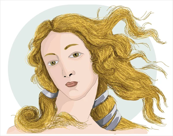 Birth Venus Sandro Botticelli Hand Drawn Vector Illustration — Stockvector