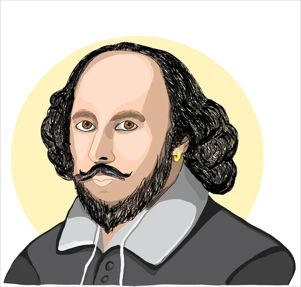 William Shakespeare Vector Illustration Portrait English Writer — Stock Vector