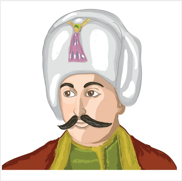 Yavuz Sultan Selim Personaje Del Vector Dibujos Animados — Vector de stock