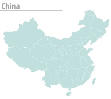 China map illustration vector detailed China map with regions.