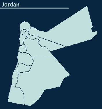 Jordan map illustration vector detailed Jordan map with states