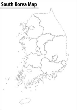 south korea map illustration vector detailed south korea map with regions.
