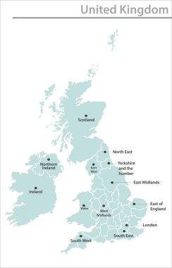 United Kingdom map illustration vector detailed United Kingdom map with state names
