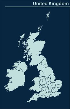 United Kingdom map illustration vector detailed United Kingdom map with states