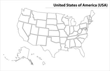 United State of America map illustration vector detailed USA map with states