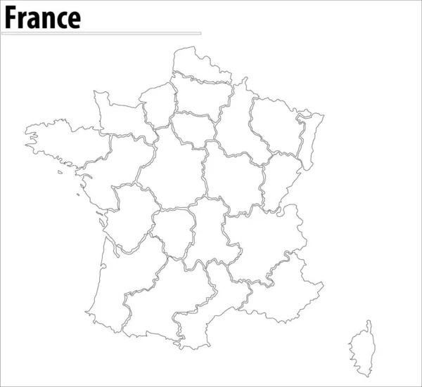 Francia Mapa Ilustración Vector Detallado Francia Mapa Con Regiones — Archivo Imágenes Vectoriales
