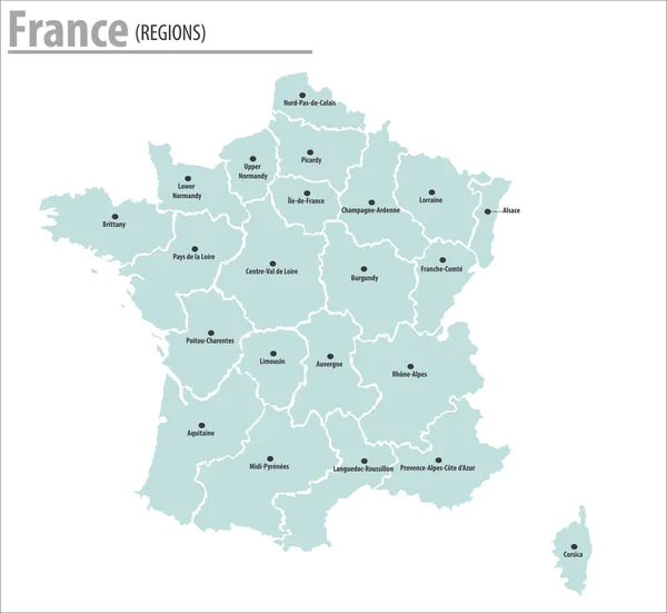 France Map Illustration Vector Detailed France Map Region Names — ストックベクタ