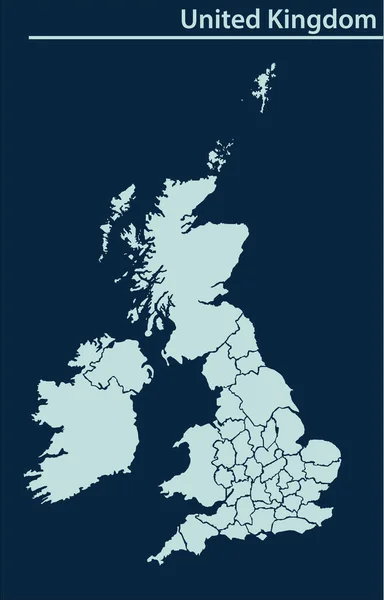 Reino Unido Mapa Ilustración Vector Detallado Reino Unido Mapa Con — Archivo Imágenes Vectoriales