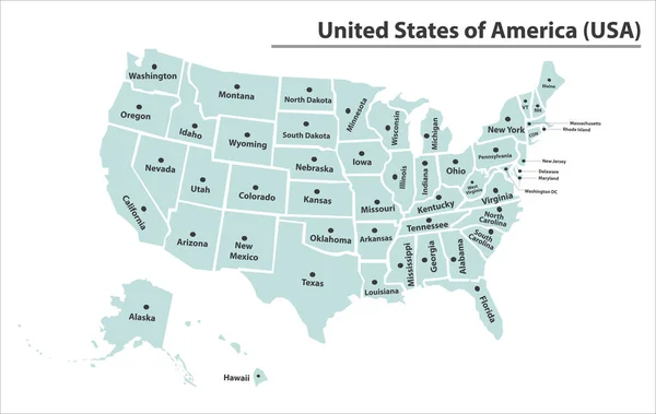 United State America Map Illustration Vector Detailed Usa Map State — Vector de stock