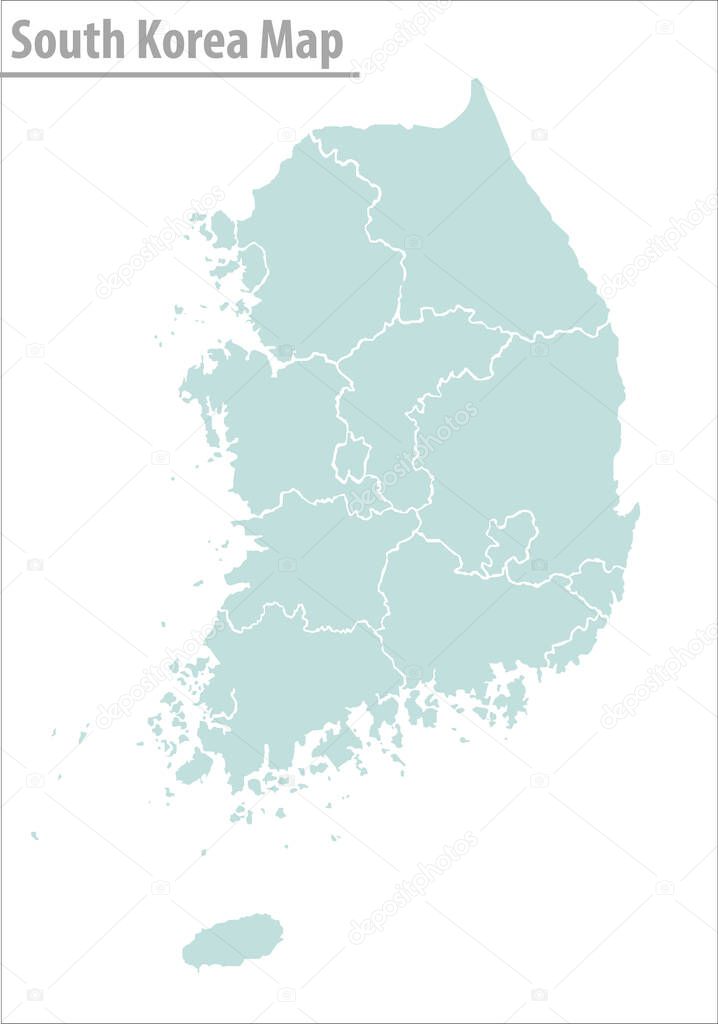 south korea map illustration vector detailed south korea map with regions.