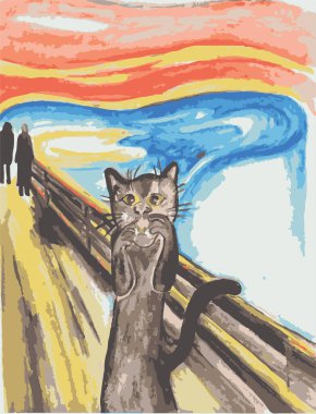 Çığlık at. Edward Munch ilham verdi. Soyut sanat, düz vektör boyama