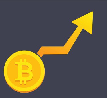Bitcoin rises in value vector illustration Bitcoin and blockchain concept, rise of bitcoin price