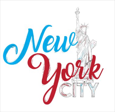 Tipografik Tasarımlı Doğrusal New York Skyline