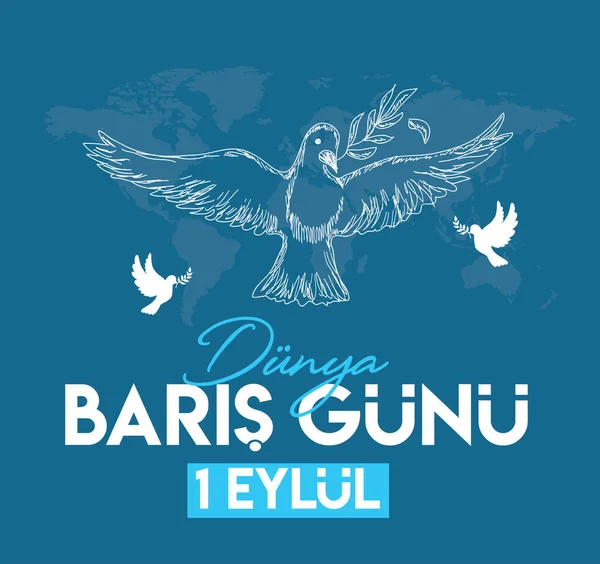 September World Peace Day Turkish Eylul Dunya Baris Gunu — Stockvektor