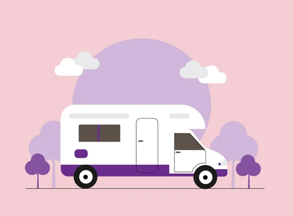 Vector Theme Caravan Road Trip Adventure Trailering Camping Outdoor Recreation — Image vectorielle