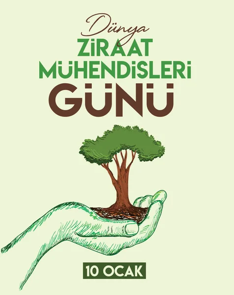 Världsdagen För Jordbrukstekniker Januari Turkisk Dunya Ziraat Muhendisleri Gunu Ocak — Stock vektor