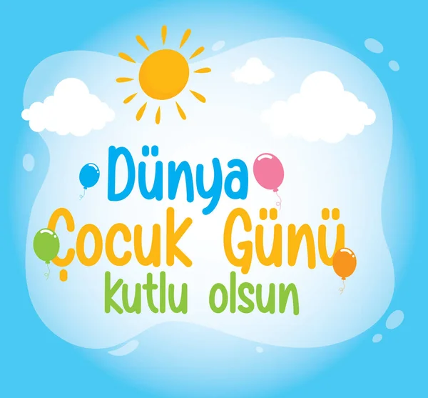 Happy World Childrens Day Turkish Dunya Cocuk Gunu Kutlu Olsun — Wektor stockowy