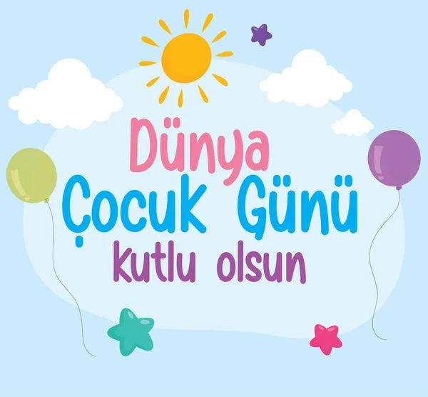 Happy World Childrens Day Turkish Dunya Cocuk Gunu Kutlu Olsun — Wektor stockowy