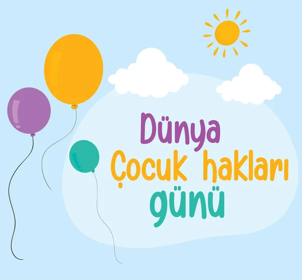 Happy World Childrens Day Turkish Dunya Cocuk Gunu Kutlu Olsun — Stok Vektör